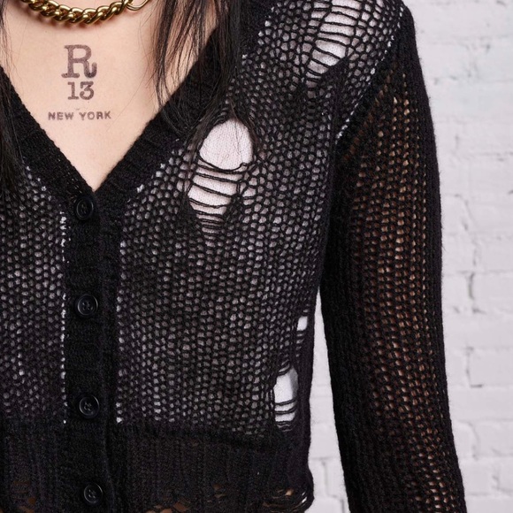 R13 NWT Black Double Layer Cardigan, SMALL - Picture 8 of 10
